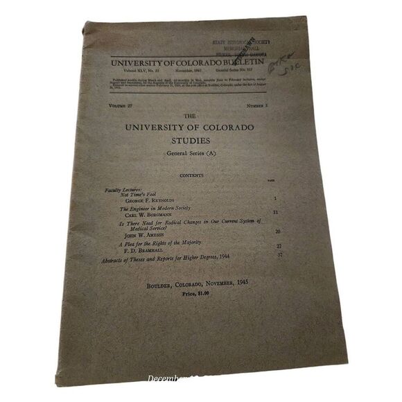 The university of Colorado studies volume xlv no. 22 November 1945 - Picture 1 of 6